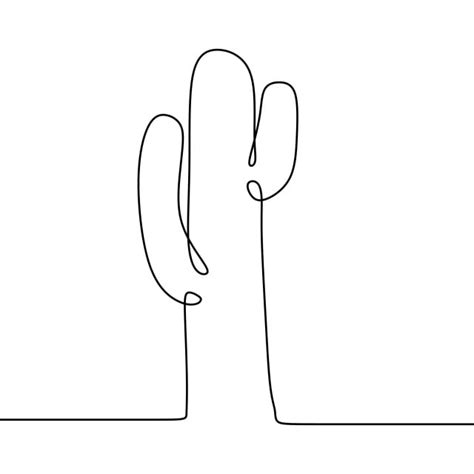 Cactus Continuous Line Drawing Vector Pot Minimalistic Design Png