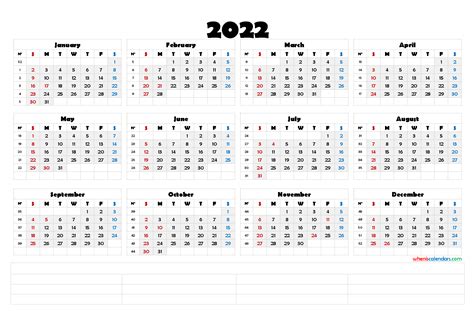 Printable 2022 Calendar With Week Numbers 6 Templates