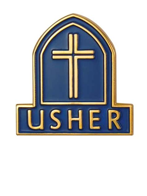 Church Usher Lapel Badge Magnetic Gold And Blue