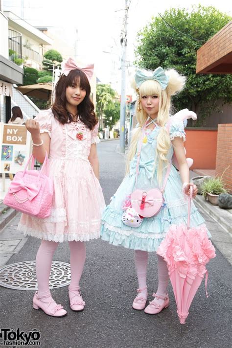 Japanese Sweet Lolita Girls Pink And Blue Fashion In Harajuku
