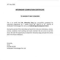 9876543210 may 1, 2009 to whom it may concern: Internship certificate format | Letter | Certificate ...