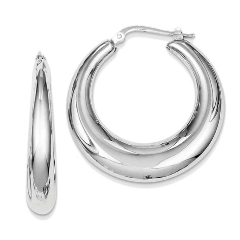 925 Sterling Silver Polished Hollow Round Hoop Earrings 33mm