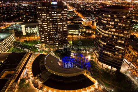 Aerial Of Downtown Buildings At Night In Phoenix Az Editorial Photo