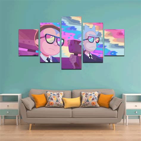 Rick And Morty Car Poster Canvas Print Wall Art 5 Pieces Onyx Prints