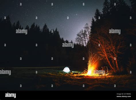 Summer Camping Under The Starstravel Concept Stock Photo Alamy