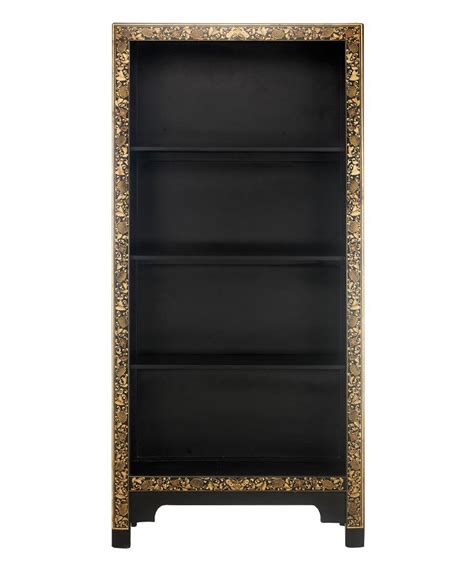Bonsoni Oriental Butterfly Decorated Black Bookcase A Large Chinese