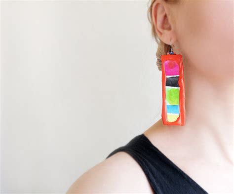 Colorful Watercolor Painting Earrings Paper Framed Earrings Etsy