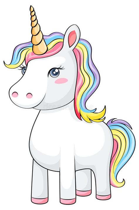 Adorable Unicorn With Rainbow Mane Stock Vector Illustration Of Mane