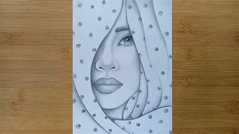 How To Draw A Girl With Hijab Hidden Face Drawing With Pencil Sketch
