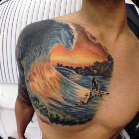 The ocean itself is viewed as the final resting place after death but also is regarded as the whole lifecycle and can symbolize fertility or a source of food as well as death and the afterlife. 90 Surf Tattoos For Men - Oceanic Design Ideas