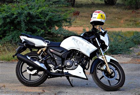 The moment you press the electric starter and the grunty engine note signals you that there is a lot of performance on tap. TVS Apache - Wikipedia