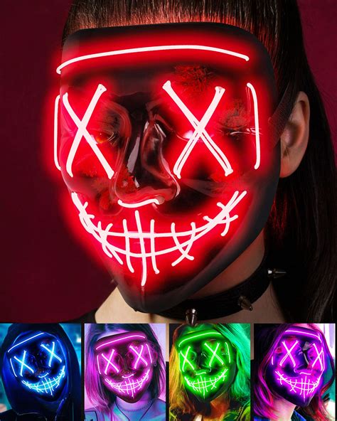 Buy Scary Halloween Mask Led Light Up Mask Cosplay Glowing In The