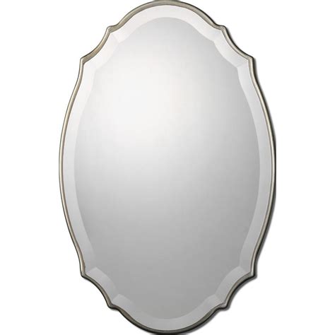 Shop Allen Roth 30 In L X 20 In W Silver Beveled Oval Wall Mirror At
