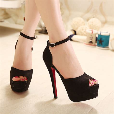 Sexy Black High Heel Ankle Straps Peep Toe Sandals On Luulla