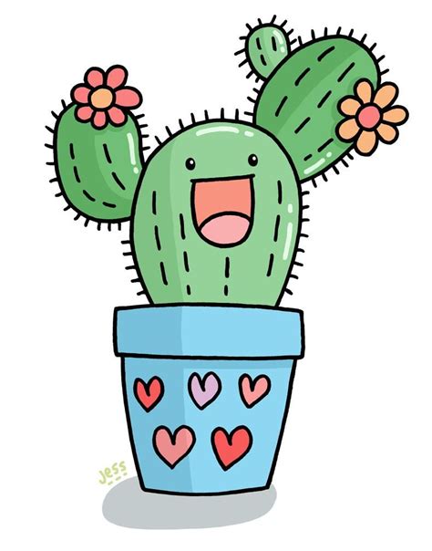 Cute Cactus Drawing 50 Doodle Ideas That Everyone Will Have Fun