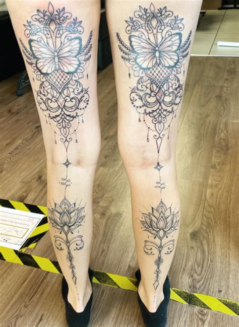 Tattoo Leg Sleeve Lace Mandala