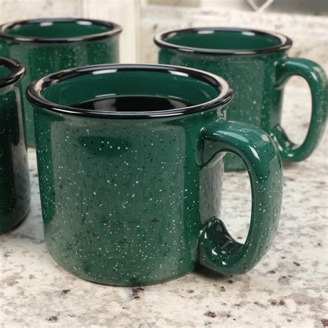 Campfire Coffee Mug Set Of 4 Speckled Green T Set Heavy Duty 12 Oz