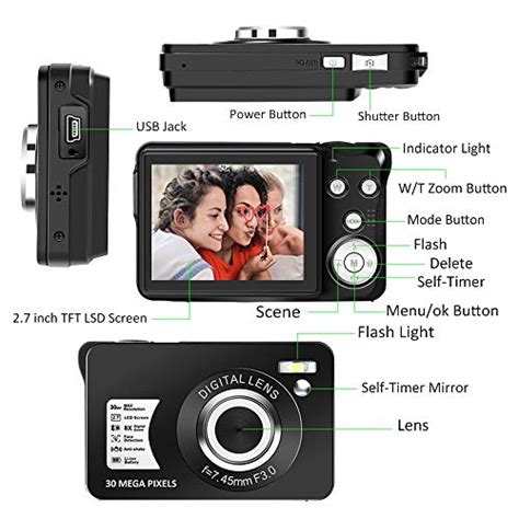 30 Mega Pixels Digital Camera 27 Inch Hd Camera Rechargeable Mini