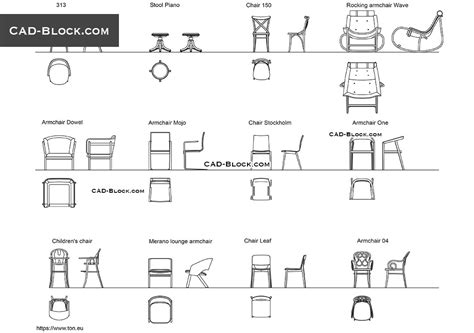 Chairs And Armchairs Cad Blocks 2d Autocad Models
