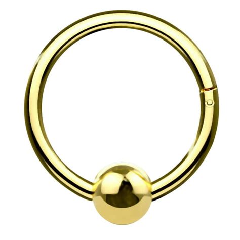 Surgical Steel Bcr Clicker Gold Anodized Captive Bead Ring Ear Cartilage Hoop Septum Ring