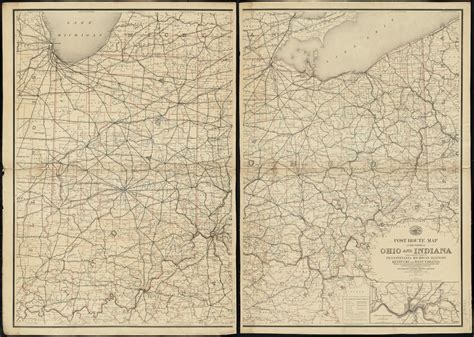 Post Route Map Of The States Of Ohio And Indiana With Adjacent Parts Of