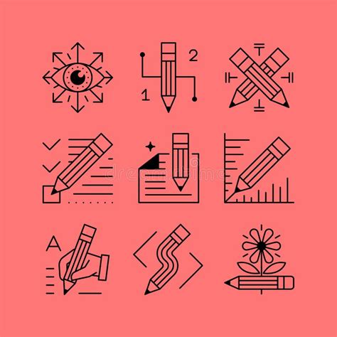 Set Of Line Vectors Icons In The Flat Style Stock Vector