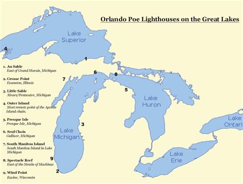 Lighthouses In Michigan Map World Of Light Map