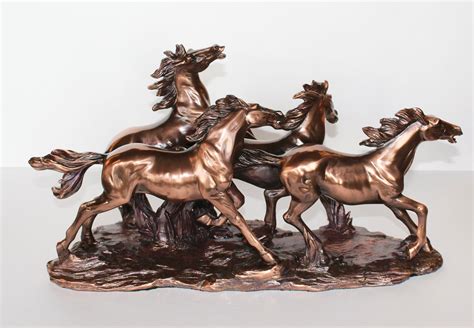 Running Horses Bronzed Resin Statue Etsy