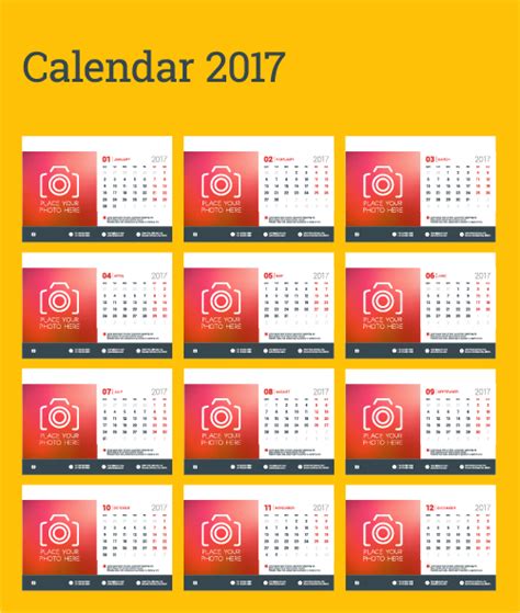 Common 2017 Wall Calendar Template Vector 09 Free Download