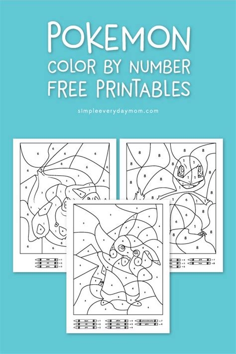 3 Free Pokemon Color By Number Printable Worksheets Math Problems For