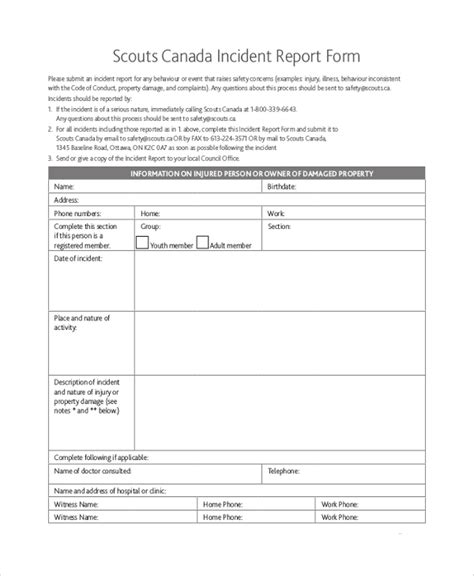 Free Sample Incident Report Forms In Pdf Ms Word Reportform Net