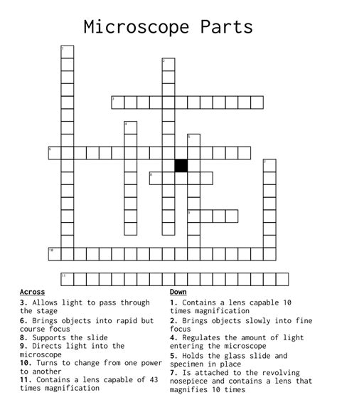 Parts Of A Microscope Crossword Puzzle Answer Key Crossword Puzzles