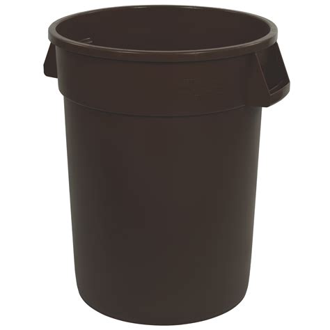 34105501 Bronco Round Waste Bin Trash Container 55 Gallon Brown
