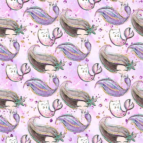 Mermaid Fabric Mermaid Prints Knit Fabric Cotton Fabric - Etsy Sweden
