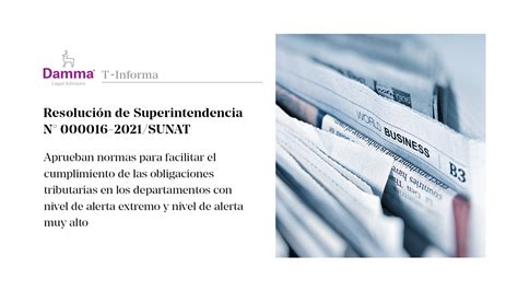Resolución de Superintendencia N 000016 2021 SUNAT Damma Legal advisors