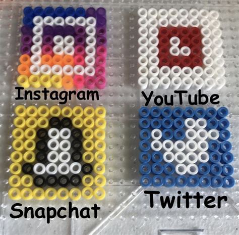 Social Media Logos Made Out Of Perler Beads Perler Bead Patterns