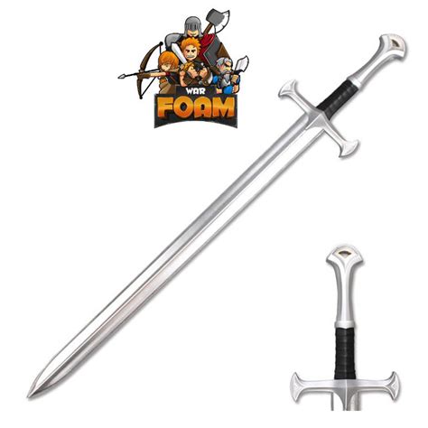 Medieval Foam Sword With Metallic Chrome Finish On Blade Cos