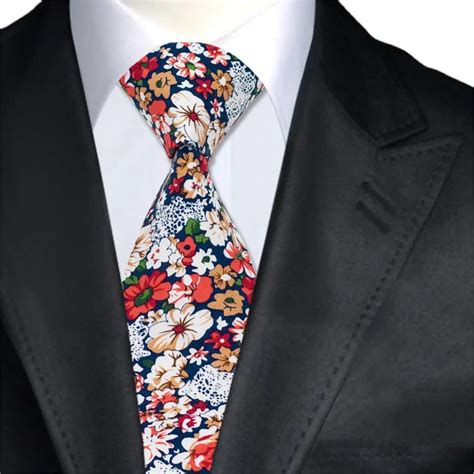 A 1301 Floral Mens Ties Necktie 100 Cotton Gravatas Ties With Printed