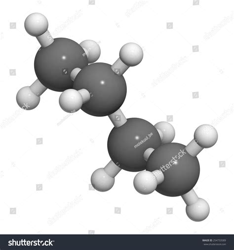 Butane Molecular Model Atoms Represented Spheres Stock Illustration