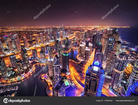 Dubai Marina Skyline During Night Dubai Marina United Arab Emirates