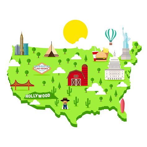 United States Landmark Map Vector 225537 Vector Art At Vecteezy