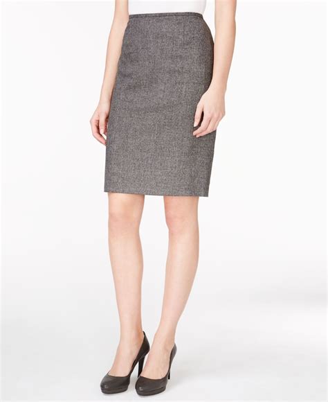 Lyst Calvin Klein Tweed Pencil Skirt In Gray