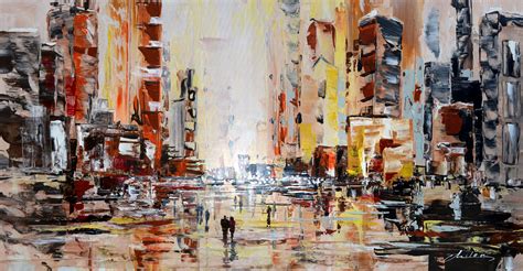 Afternoon Drizzle Cityscape Abstract Paintings Amazing Original