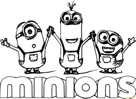 Download or print this amazing coloring page: Minion Kevin With Two Minions Coloring Page - Free ...