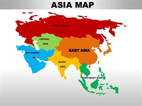 Colored Map Of Asia Cities And Towns Map