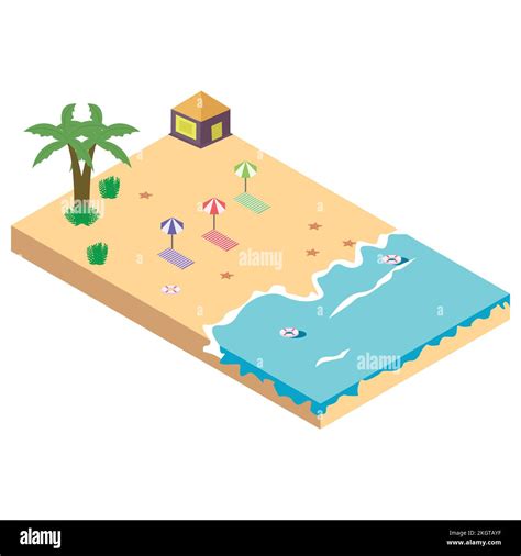 2 5d sandy beach concept vector illustration sandy beach vector with resort concept and coconut