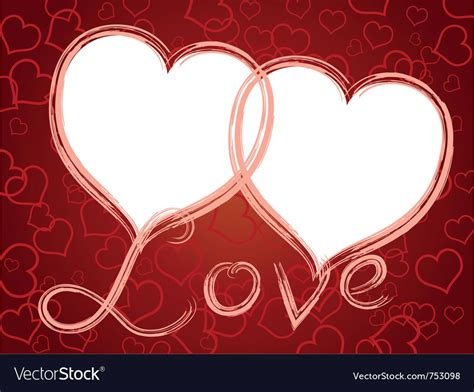 Two Hearts Love Frame Pattern Royalty Free Vector Image