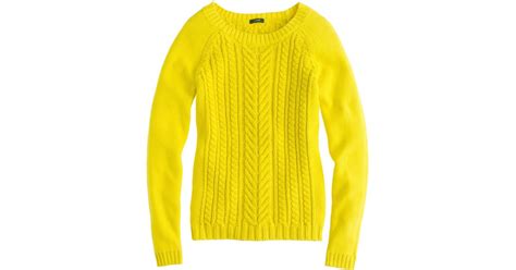 Jcrew Cotton Cable Sweater In Yellow Lyst
