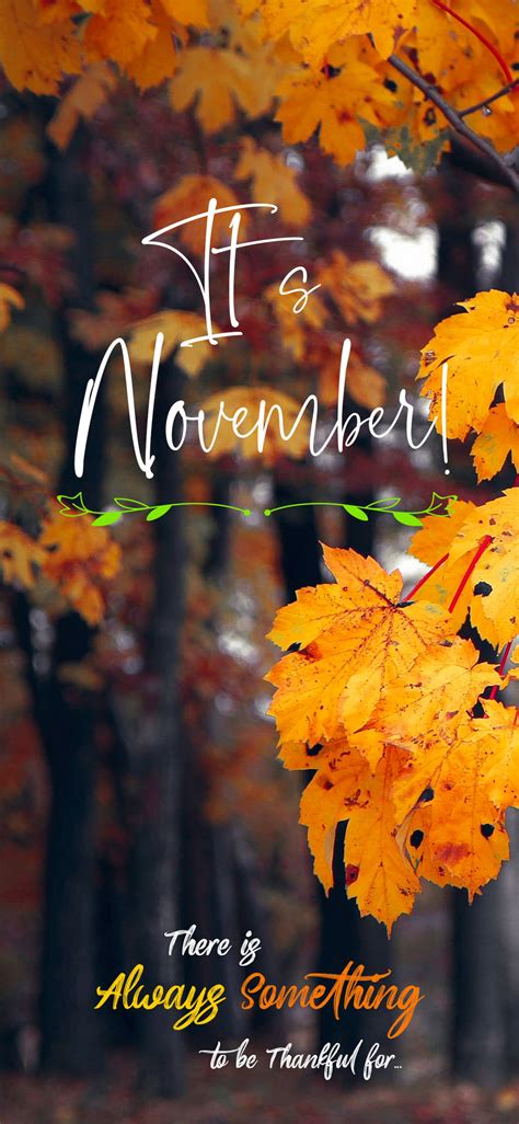 Download Its November Autumn Trees Quote Wallpaper