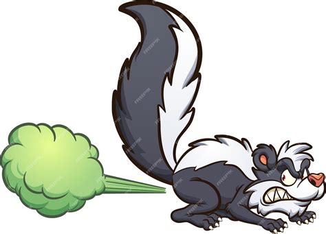Premium Vector Angry Cartoon Skunk Spraying Toxic Fumes